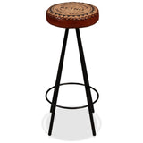 NNEVL Bar Set 5 Pieces Solid Wood Reclaimed. Genuine Leather & Canvas