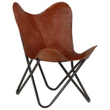 NNEVL Butterfly Chair Brown Kids Size Real Leather