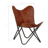 NNEVL Butterfly Chair Brown Kids Size Real Leather