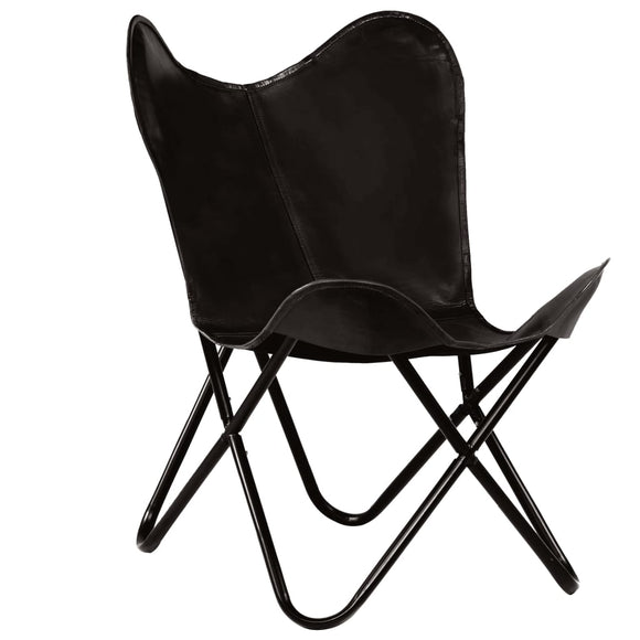 NNEVL Butterfly Chair Black Kids Size Real Leather