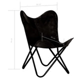 NNEVL Butterfly Chair Black Kids Size Real Leather