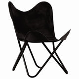 NNEVL Butterfly Chair Black Kids Size Real Leather
