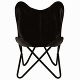 NNEVL Butterfly Chair Black Kids Size Real Leather