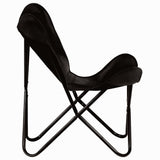 NNEVL Butterfly Chair Black Kids Size Real Leather