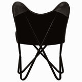NNEVL Butterfly Chair Black Kids Size Real Leather