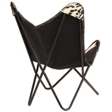 NNEVL Butterfly Chair Black and White Genuine Goat Leather
