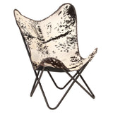 NNEVL Butterfly Chair Black and White Genuine Goat Leather