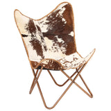 NNEVL Butterfly Chair Brown and White Genuine Goat Leather