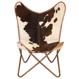 NNEVL Butterfly Chair Brown and White Genuine Goat Leather