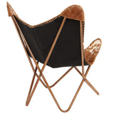 NNEVL Butterfly Chair Brown and White Genuine Goat Leather