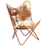 NNEVL Butterfly Chair Brown and White Genuine Goat Leather