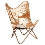 NNEVL Butterfly Chair Brown and White Genuine Goat Leather