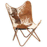 NNEVL Butterfly Chair Brown and White Genuine Goat Leather