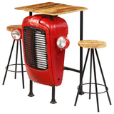 NNEVL Bar Set 3 Piece Solid Mango Wood 60x60x107 cm
