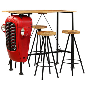 NNEVL Bar Set 5 Piece Solid Mango Wood 120x60x107 cm