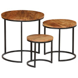 NNEVL Coffee Table Set 3 Pieces Solid Acacia Wood Sheesham Finish