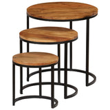 NNEVL Coffee Table Set 3 Pieces Solid Acacia Wood Sheesham Finish