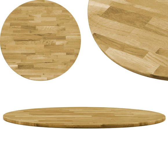 NNEVL Table Top Solid Oak Wood Round 23 mm 500 mm