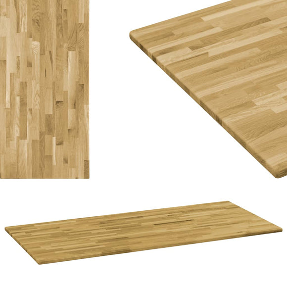 NNEVL Table Top Solid Oak Wood Rectangular 23 mm 120x60 cm
