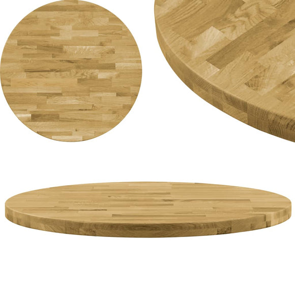 NNEVL Table Top Solid Oak Wood Round 44 mm 500 mm
