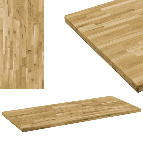 NNEVL Table Top Solid Oak Wood Rectangular 44 mm 100x60 cm