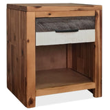 NNEVL Bedside Table Solid Acacia Wood 40x30x48 cm