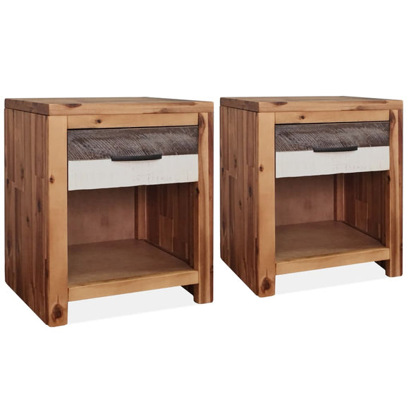 NNEVL Bedside Tables 2 pcs Solid Acacia Wood 40x30x48 cm