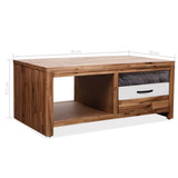NNEVL Coffee Table Solid Acacia Wood 90x50x37.5 cm