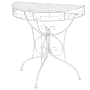 NNEVL Side Table Vintage Style Half Round Metal 72x36x74 cm Silver