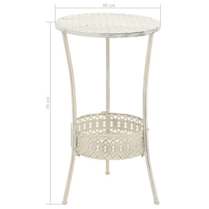 NNEVL Bistro Table Vintage Style Round Metal 40x70 cm White