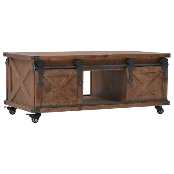 NNEVL Coffee Table Solid Fir Wood 91x51x38 cm Brown