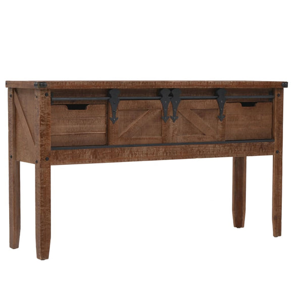 NNEVL Console Table Solid Fir Wood 131x35.5x75 cm Brown