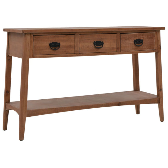 NNEVL Console Table Solid Fir Wood 126x40x77.5 cm Brown