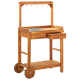 NNEVL Garden Kitchen Trolley Solid Wood Acacia 92x43.5x141.5 cm