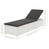 NNEVL Sun Lounger with Cushion Poly Rattan White