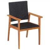 NNEVL 5 Piece Outdoor Dining Set Poly Rattan Black and Brown
