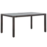 NNEVL 7 Piece Outdoor Dining Set Poly Rattan Brown