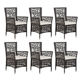 NNEVL 7 Piece Outdoor Dining Set Poly Rattan Brown