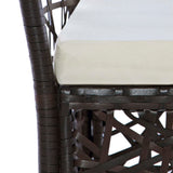 NNEVL 7 Piece Outdoor Dining Set Poly Rattan Brown