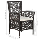 NNEVL 7 Piece Outdoor Dining Set Poly Rattan Brown