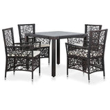 NNEVL 5 Piece Outdoor Dining Set Poly Rattan Brown
