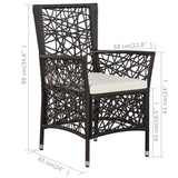 NNEVL 5 Piece Outdoor Dining Set Poly Rattan Brown