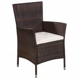 NNEVL Outdoor Chair and Stool with Cushions Poly Rattan Brown
