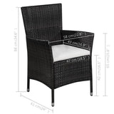 NNEVL Outdoor Chair and Stool with Cushions Poly Rattan Black
