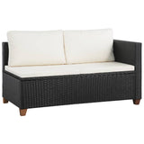 NNEVL 4 Piece Garden Lounge Set with Cushions Poly Rattan Black