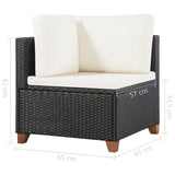 NNEVL 4 Piece Garden Lounge Set with Cushions Poly Rattan Black