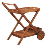 NNEVL Tea Trolley Solid Acacia Wood