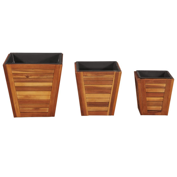NNEVL Garden Raised Bed Set 3 Pieces Square Solid Acacia Wood