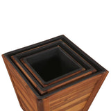 NNEVL Garden Raised Bed Set 3 Pieces Square Solid Acacia Wood