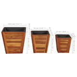 NNEVL Garden Raised Bed Set 3 Pieces Square Solid Acacia Wood